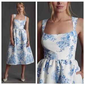 Sachin & Babi Blaine Taffeta Square Neck Midi Dress NWT